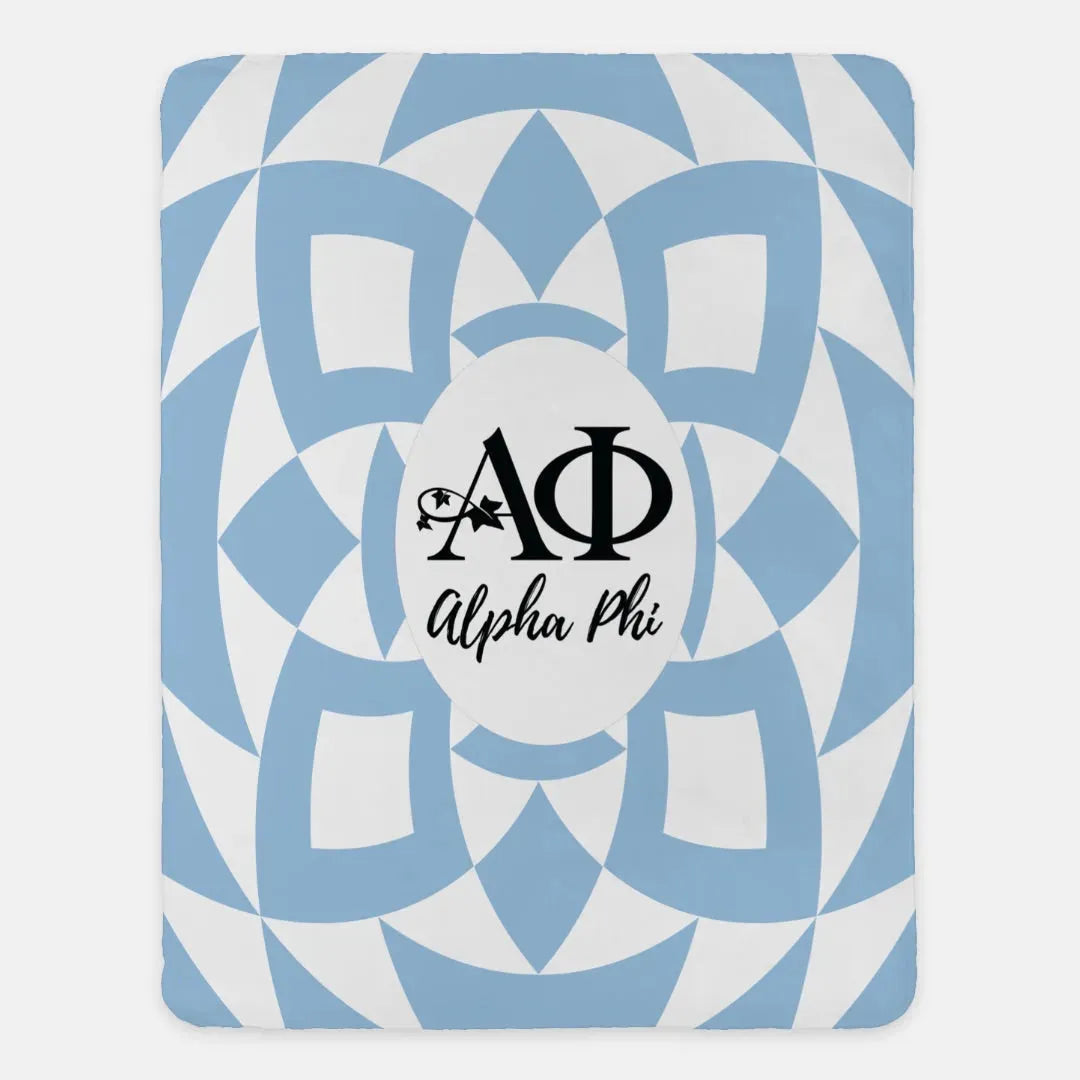 Alpha Phi XL 60x80 Blue Tribal Sherpa Throw Blanket Blue