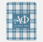 Alpha Phi XL 60x80 Plaid Sherpa Blanket Steel Blue Throw Blankets