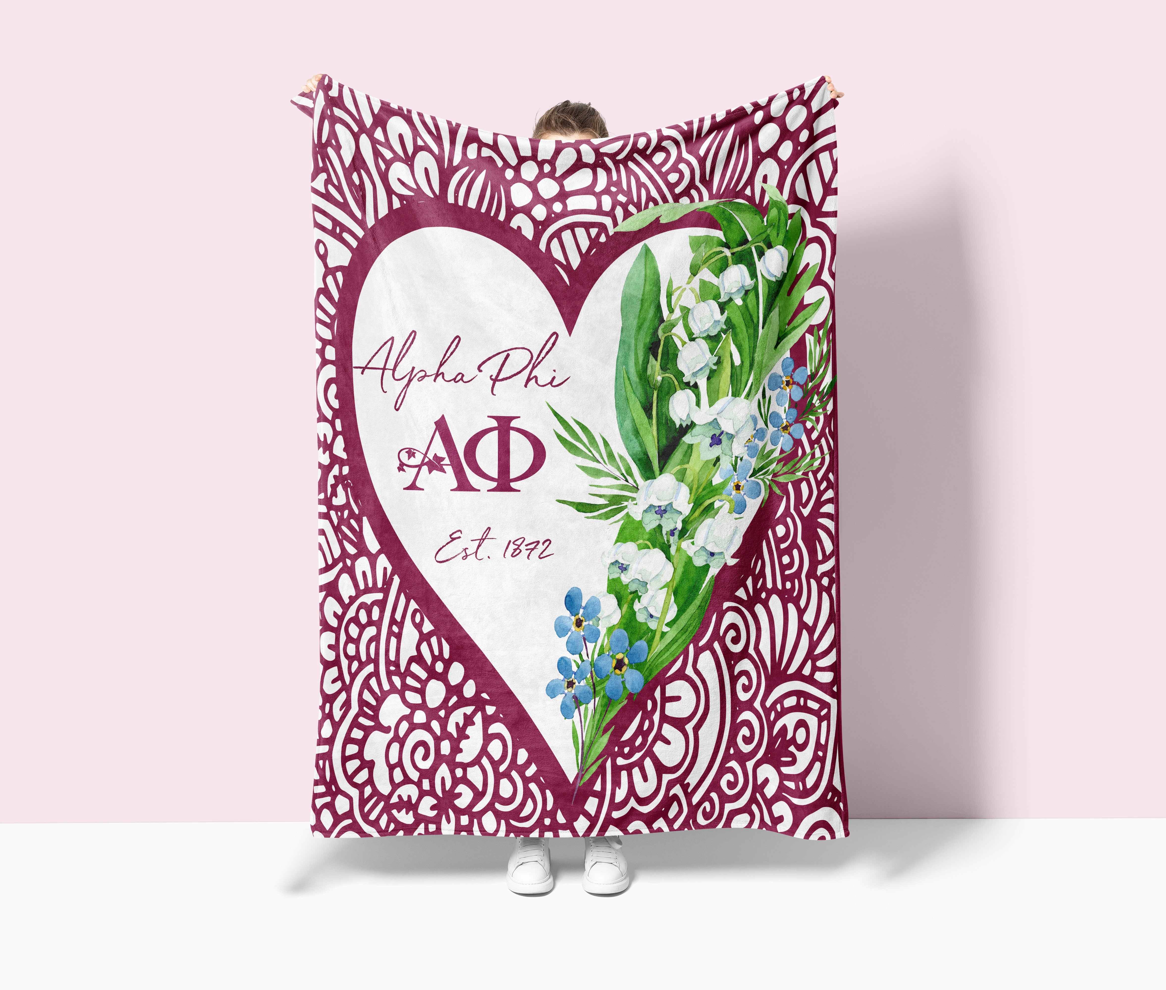 Alpha Phi Blanket Mandala Lily Sherpa - 60"x80" | Custom APhi Gifts