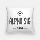 Alpha Sig 18" Throw Pillow Cover - Badgemark 1901 Black Pillow Covers