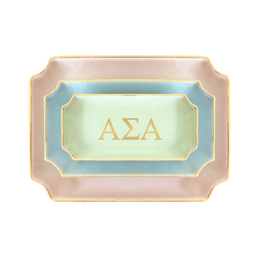 Alpha Sigma Alpha Gold Monogram Ceramic Decorative Tray
