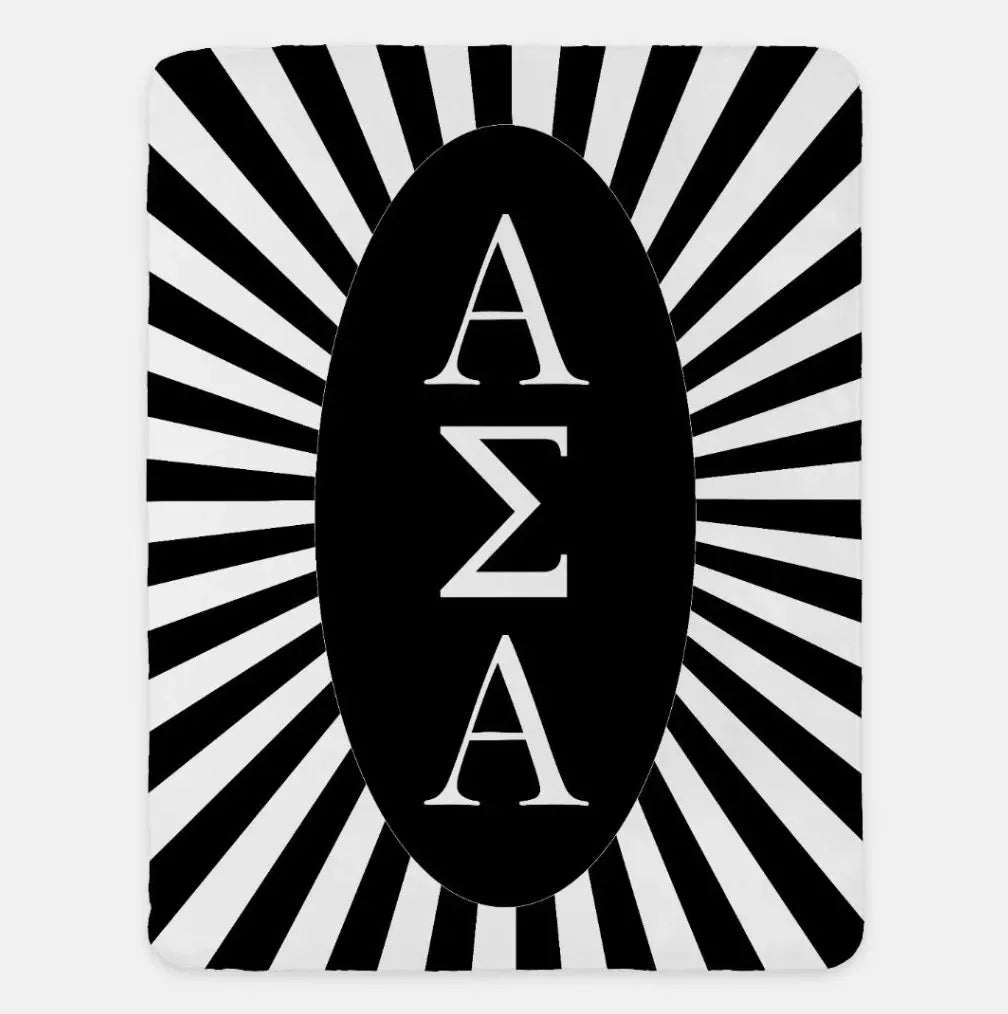 Alpha Sigma Alpha Starburst XL 60x80 Sherpa Throw Blanket Black Throw Blankets