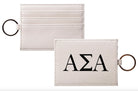Alpha Sigma Alpha Vegan Saffiano Leather Keychain Card Holder - Greek Black Travel Wallet