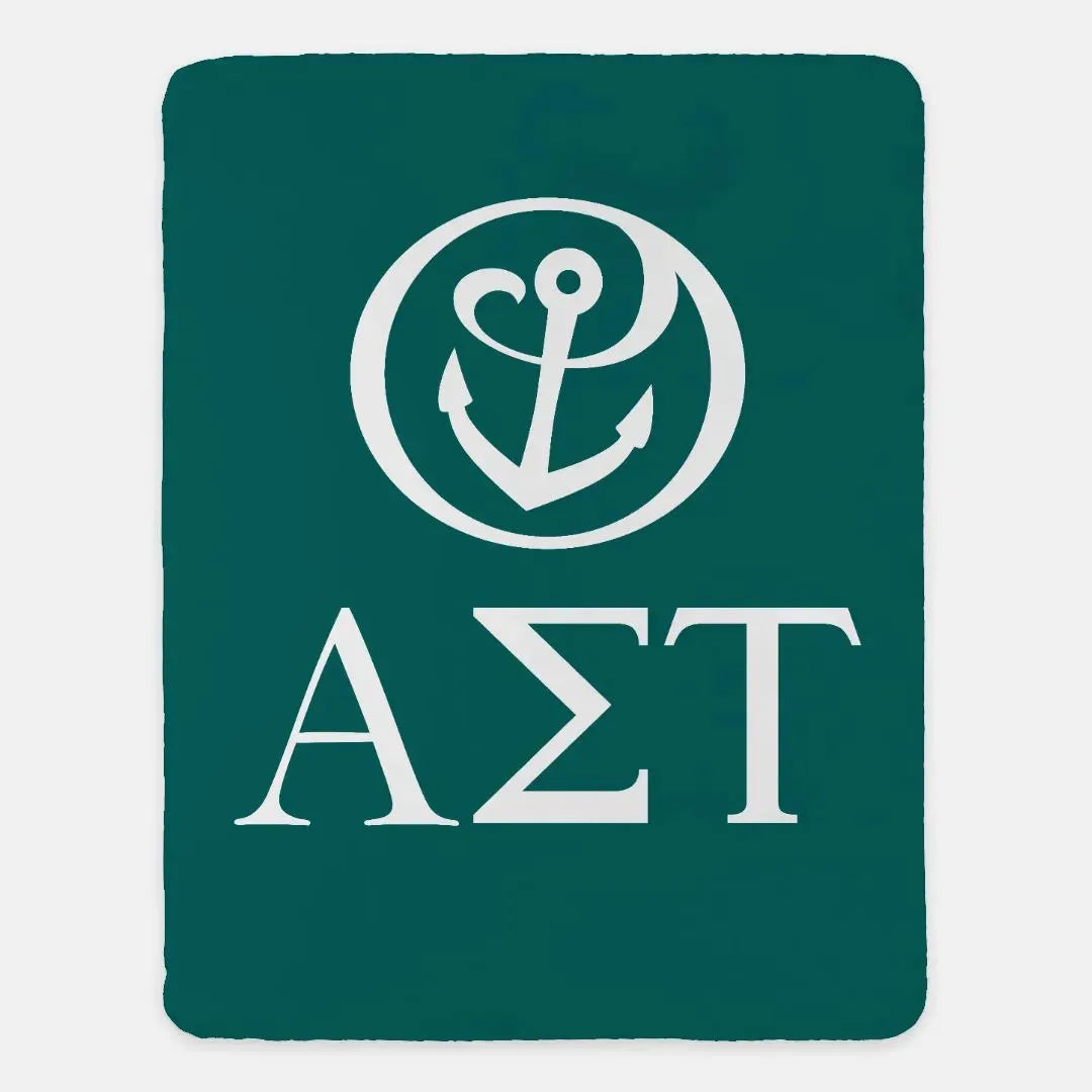 Alpha Sigma Tau XL 60x80 Sherpa Throw Blanket - Large Logo Throw Blankets