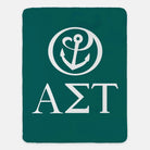 Alpha Sigma Tau XL 60x80 Sherpa Throw Blanket - Large Logo Throw Blankets