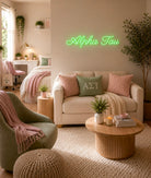 Alpha Tau LED Neon Script Sign w/ Dimmer | Dorm Wall Art | Custom Gift