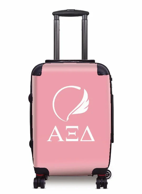 Alpha Xi Delta Carry-on Suitcase Greek Letters Quill Pink