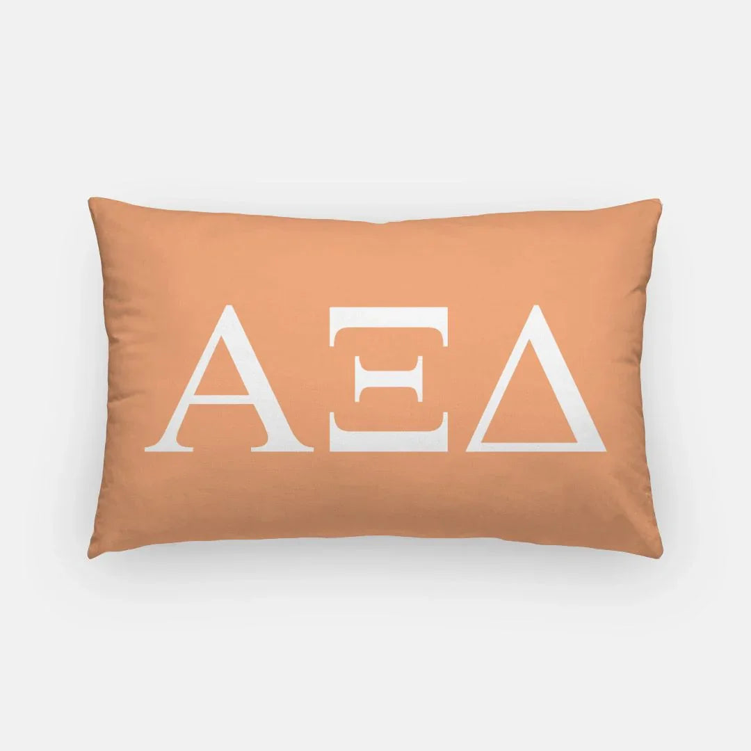 Alpha Xi Delta Lumbar Throw Pillow Greek Letters Coral White