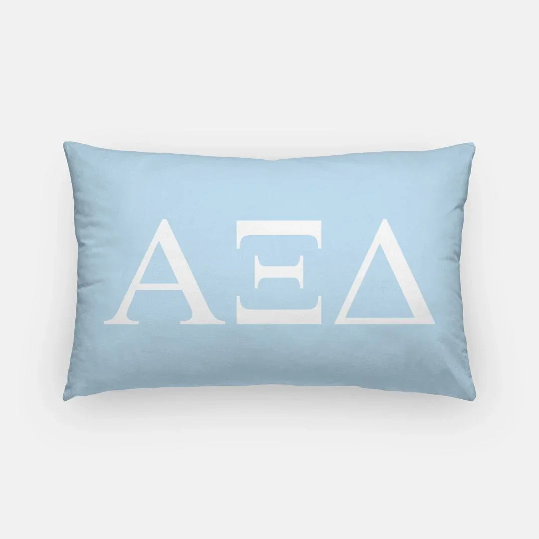 Alpha Xi Delta Lumbar Throw Pillow Greek Letters Light Blue