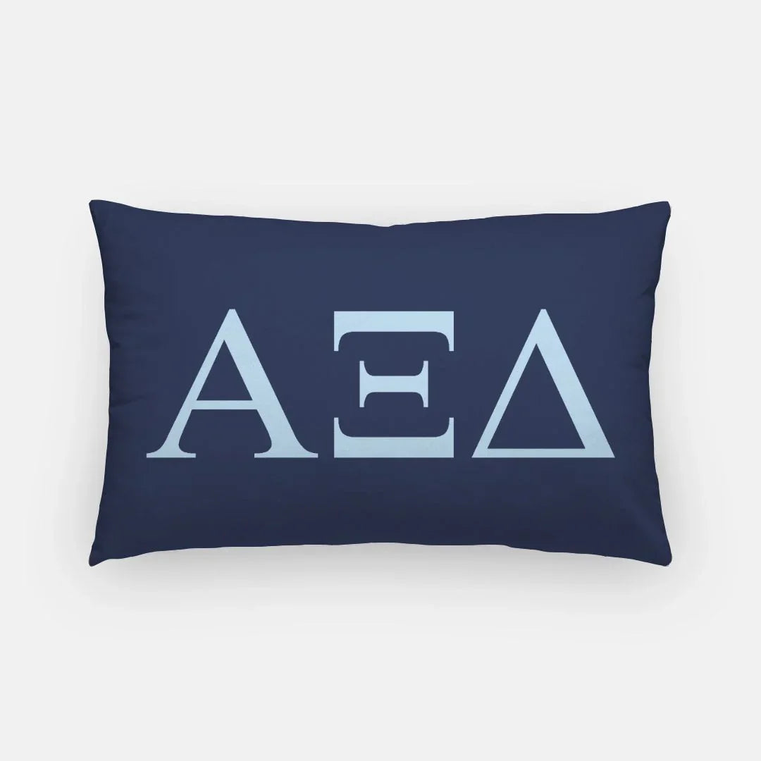 Alpha Xi Delta Lumbar Throw Pillow Greek Letters Navy Light Blue