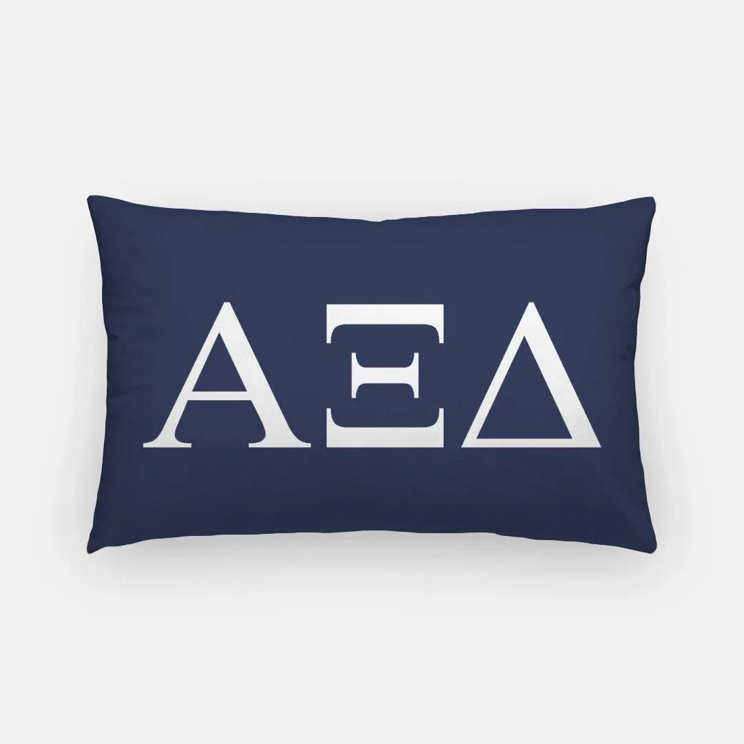 Alpha Xi Delta Lumbar Throw Pillow Greek Letters Navy White