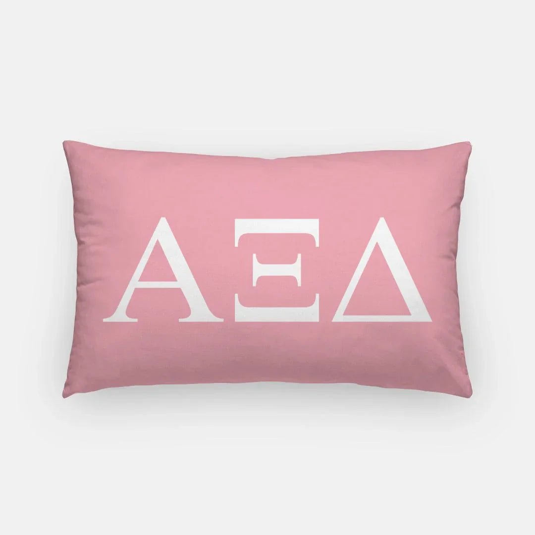 Alpha Xi Delta Lumbar Throw Pillow Greek Letters Pink White