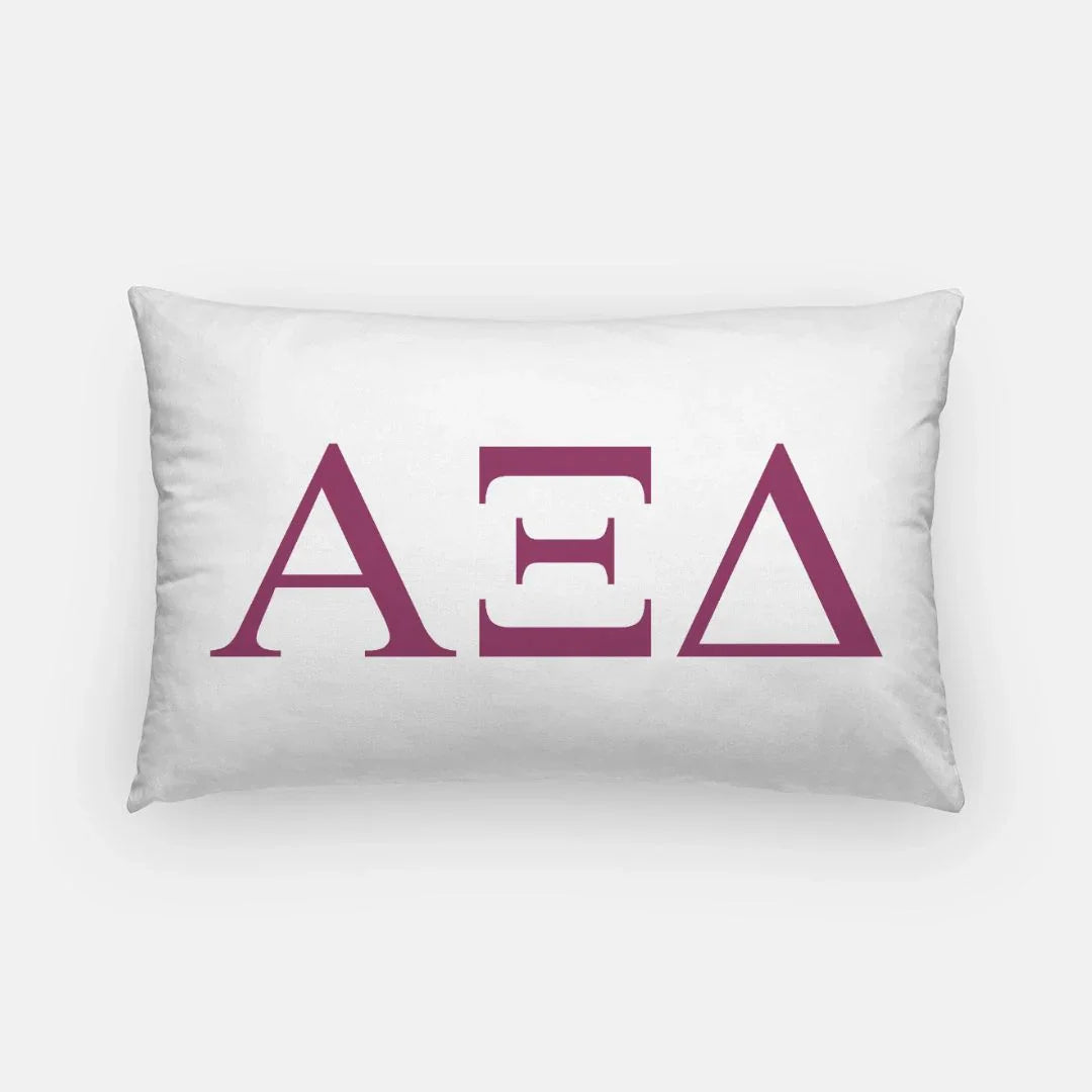 Alpha Xi Delta Lumbar Throw Pillow Greek Letters White Magenta