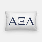 Alpha Xi Delta Lumbar Throw Pillow Greek Letters White Navy Blue
