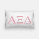Alpha Xi Delta Lumbar Throw Pillow Greek Letters White Pink