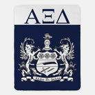 Alpha Xi Delta XL 60x80 Sherpa Throw Blanket - Blue Wide Band Crest