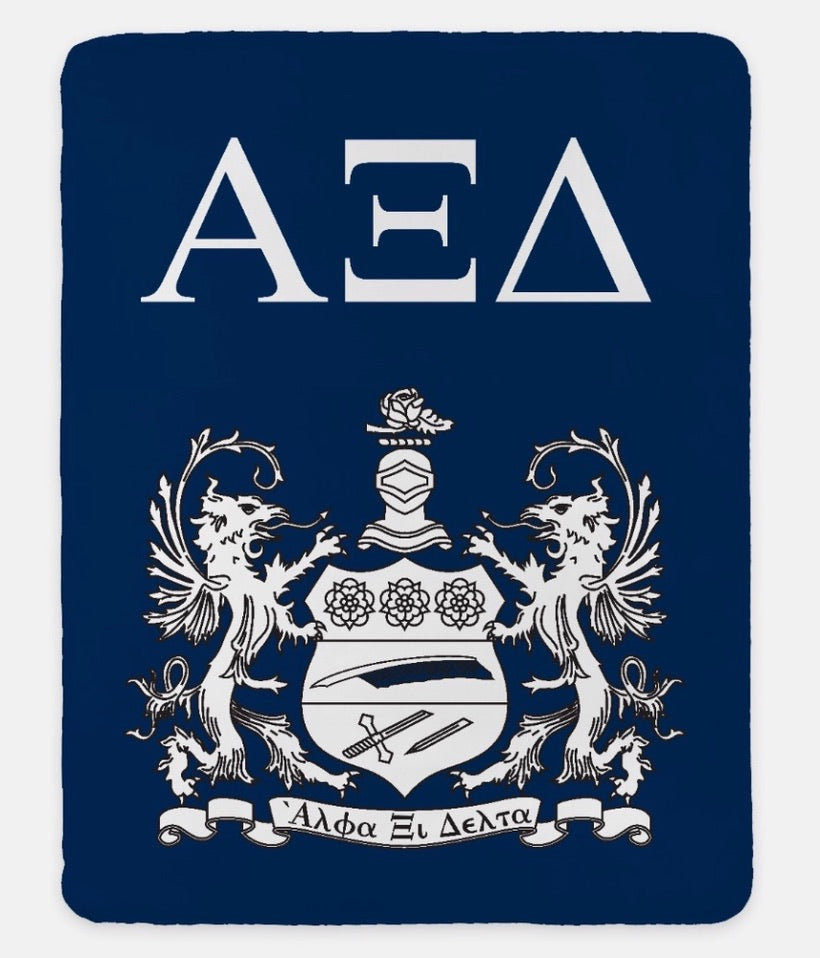 Alpha Xi Delta XL 60x80 Sherpa Throw Blanket Crest