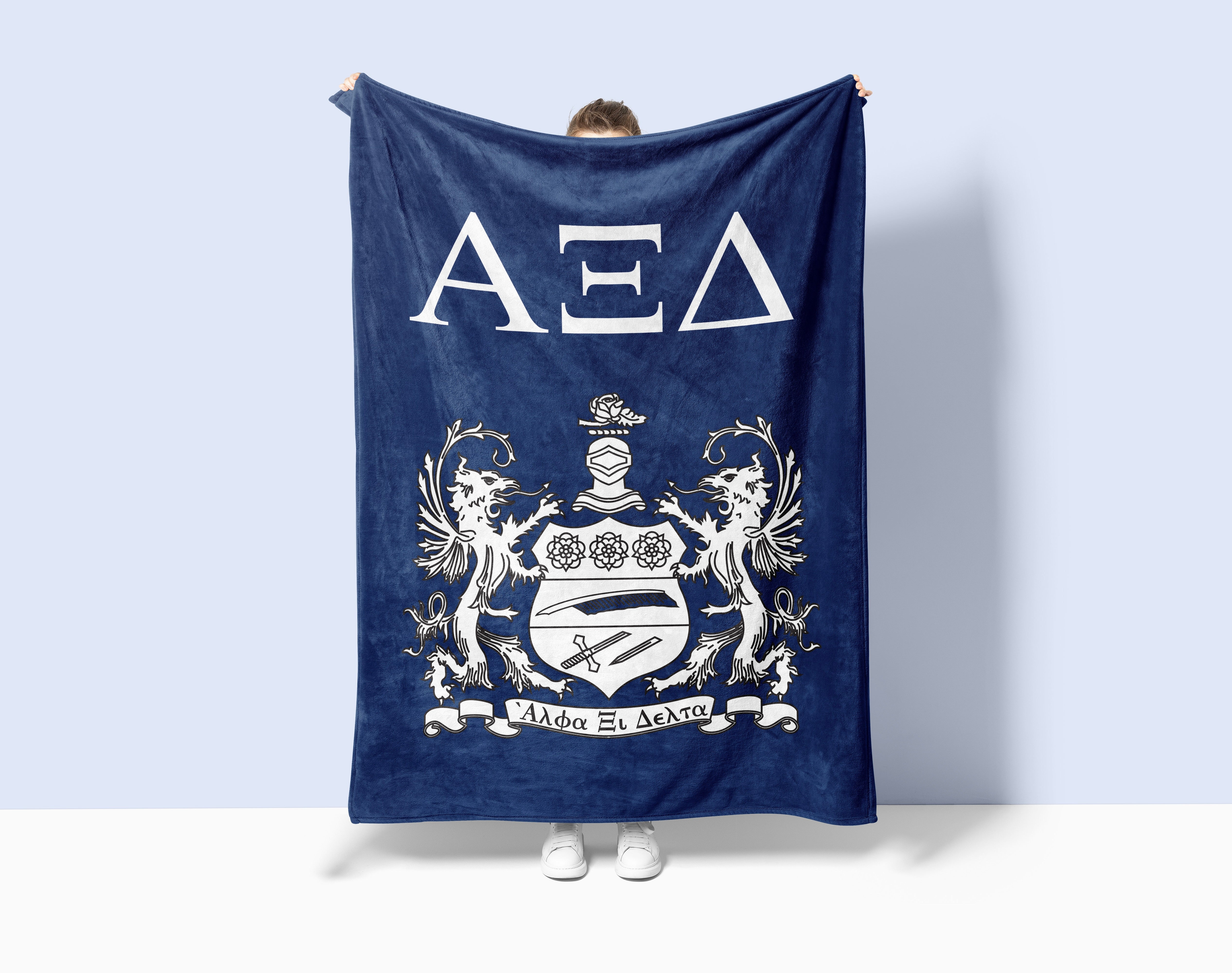 Alpha Xi Delta XL 60x80 Sherpa Throw Blanket - Crest