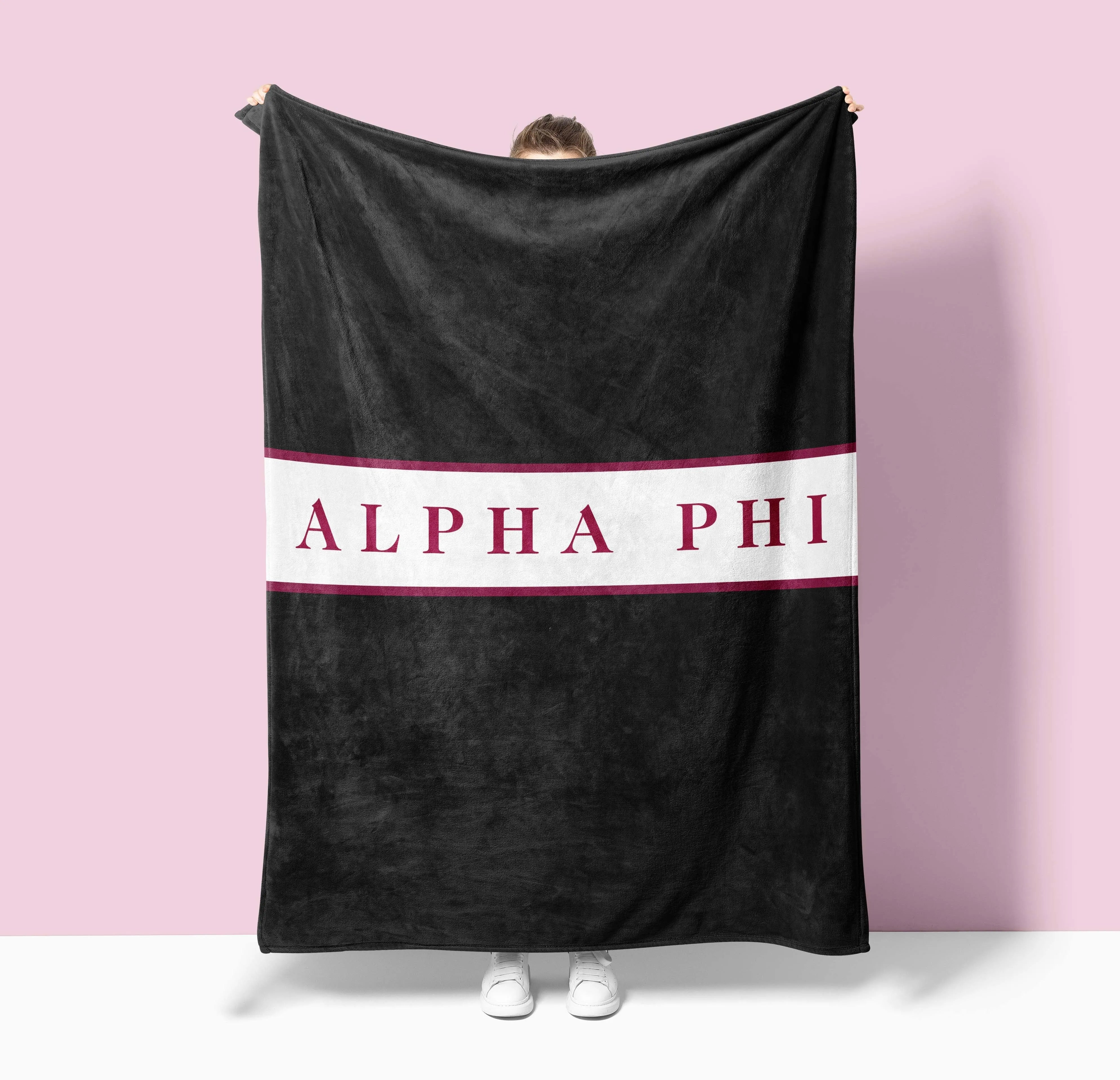 Alpha Phi XL 60x80 Sherpa Blanket - Center Band | Custom APhi Gifts