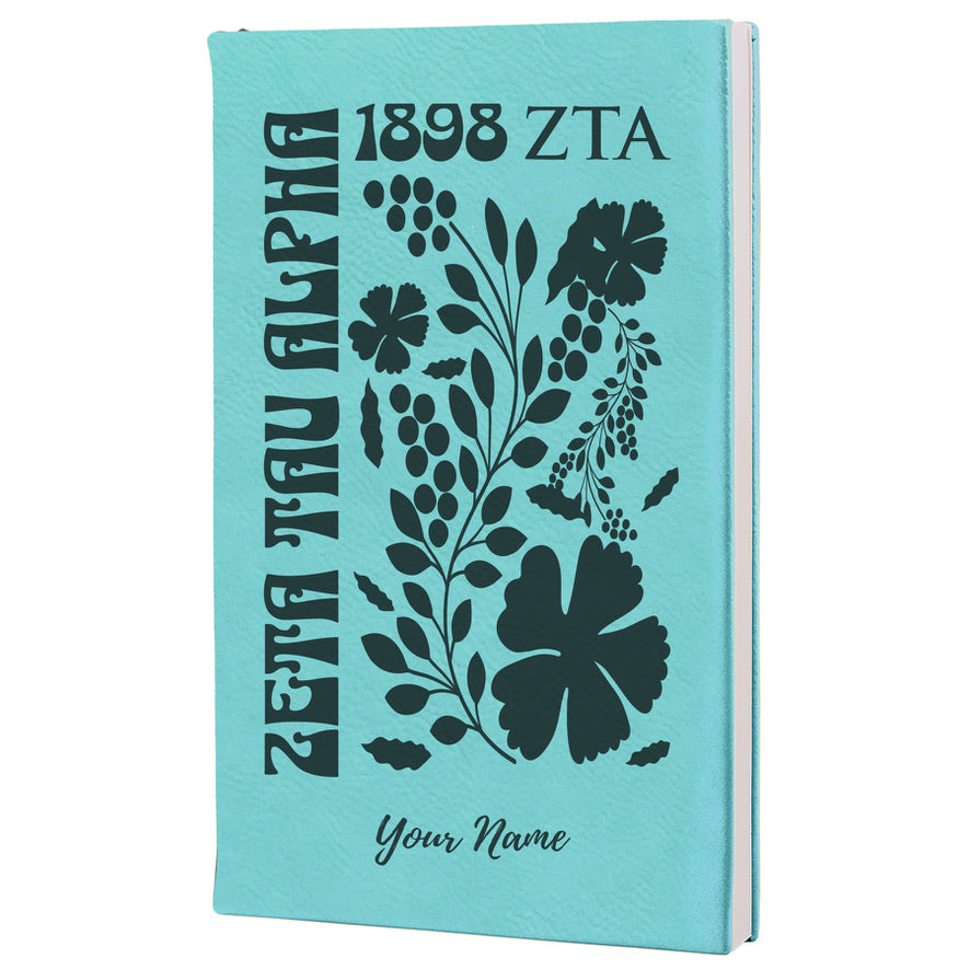 Zeta Tau Alpha Personalized Leatherette Notebook Journal Retro Floral