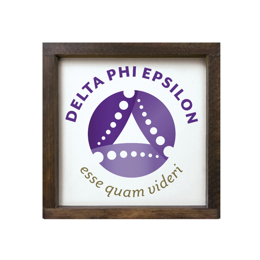 Delta Phi Epsilon 12x12 Wood Framed Sign | Custom DPHIE Dorm Decor