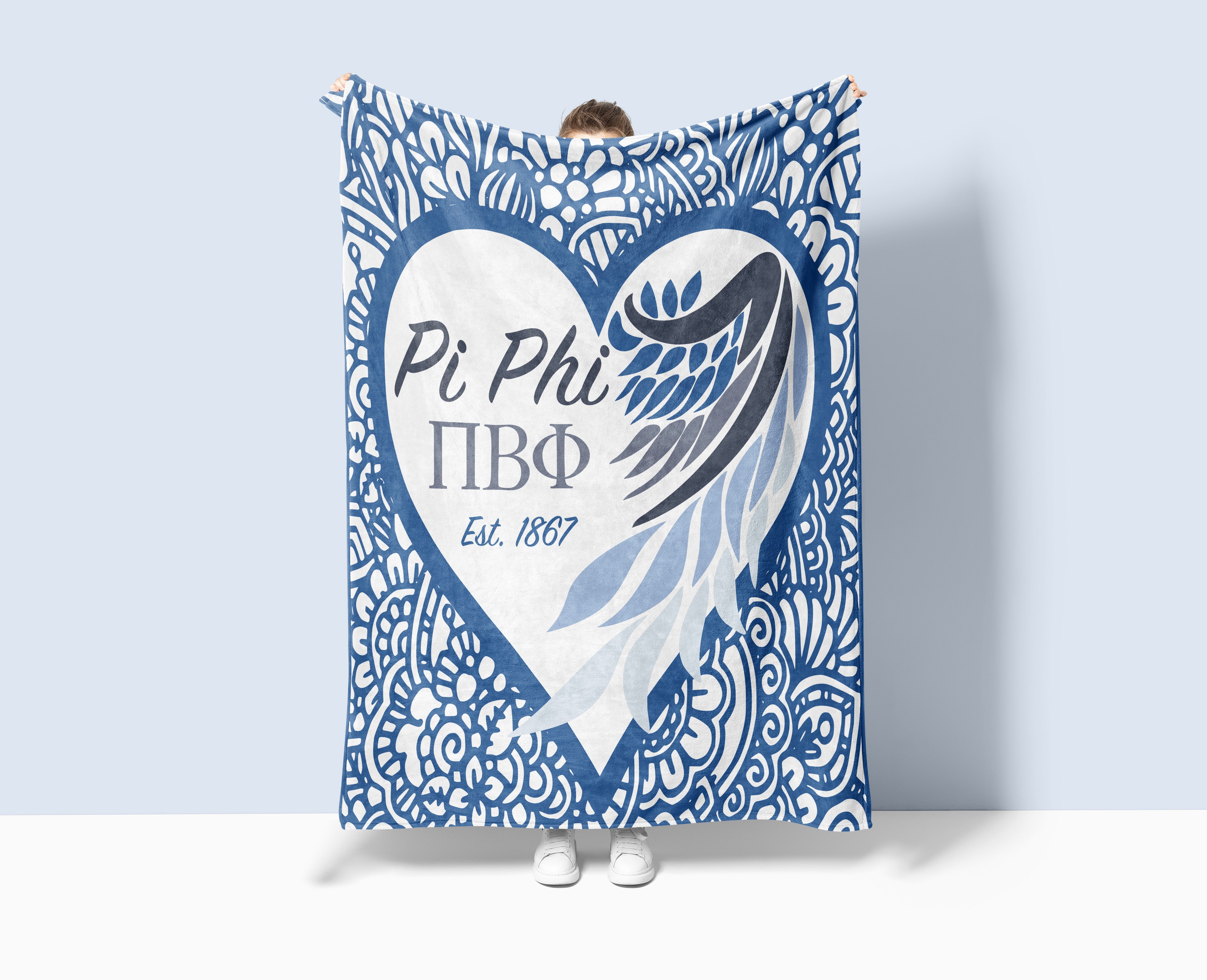 Pi Phi XL 60x80 Sherpa Blanket Mandala Heart Angel Wing | Pi Phi Gifts