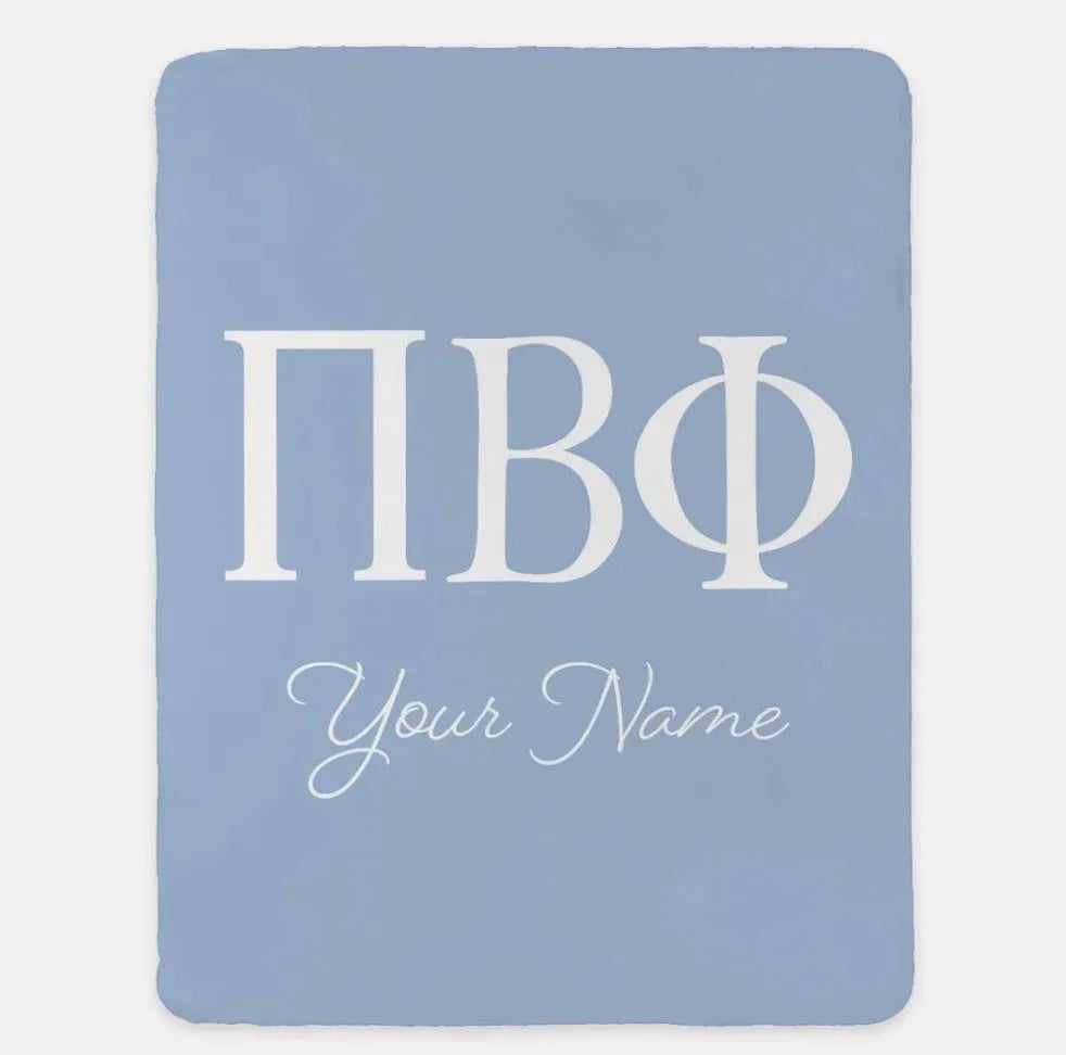 Personalized Pi Beta Phi XL 60x80 Sherpa Throw Blanket Heritage Blue Throw Blankets