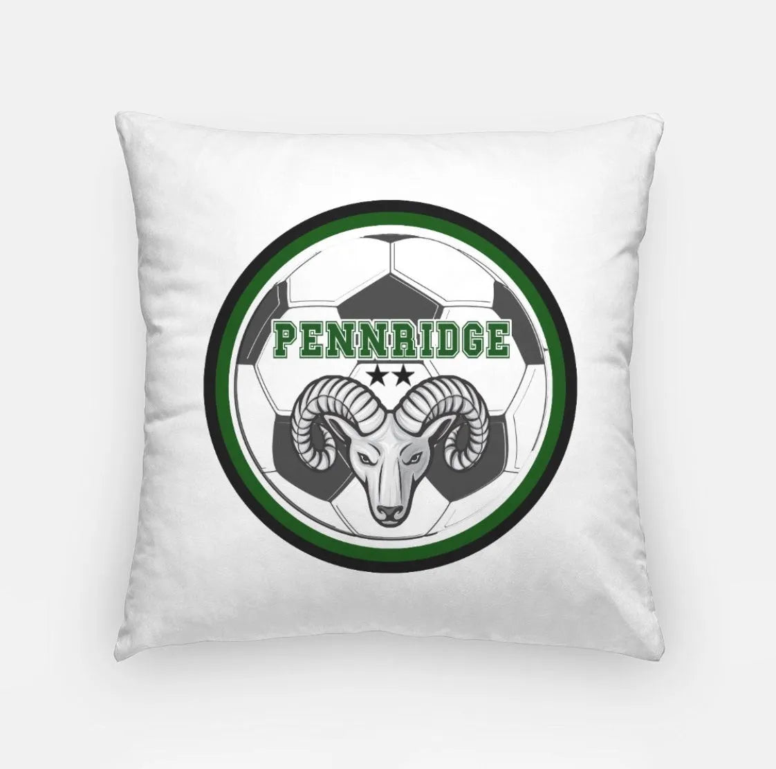 Pennridge Women's Soccer 18" Throw Pillow Cover - Ram Soccer Ball White Pillow Covers