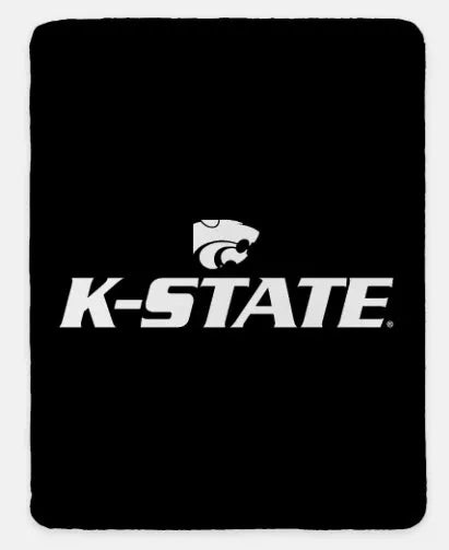 K-STATE XL 60x80 Sherpa Blanket Blue Throw Blankets