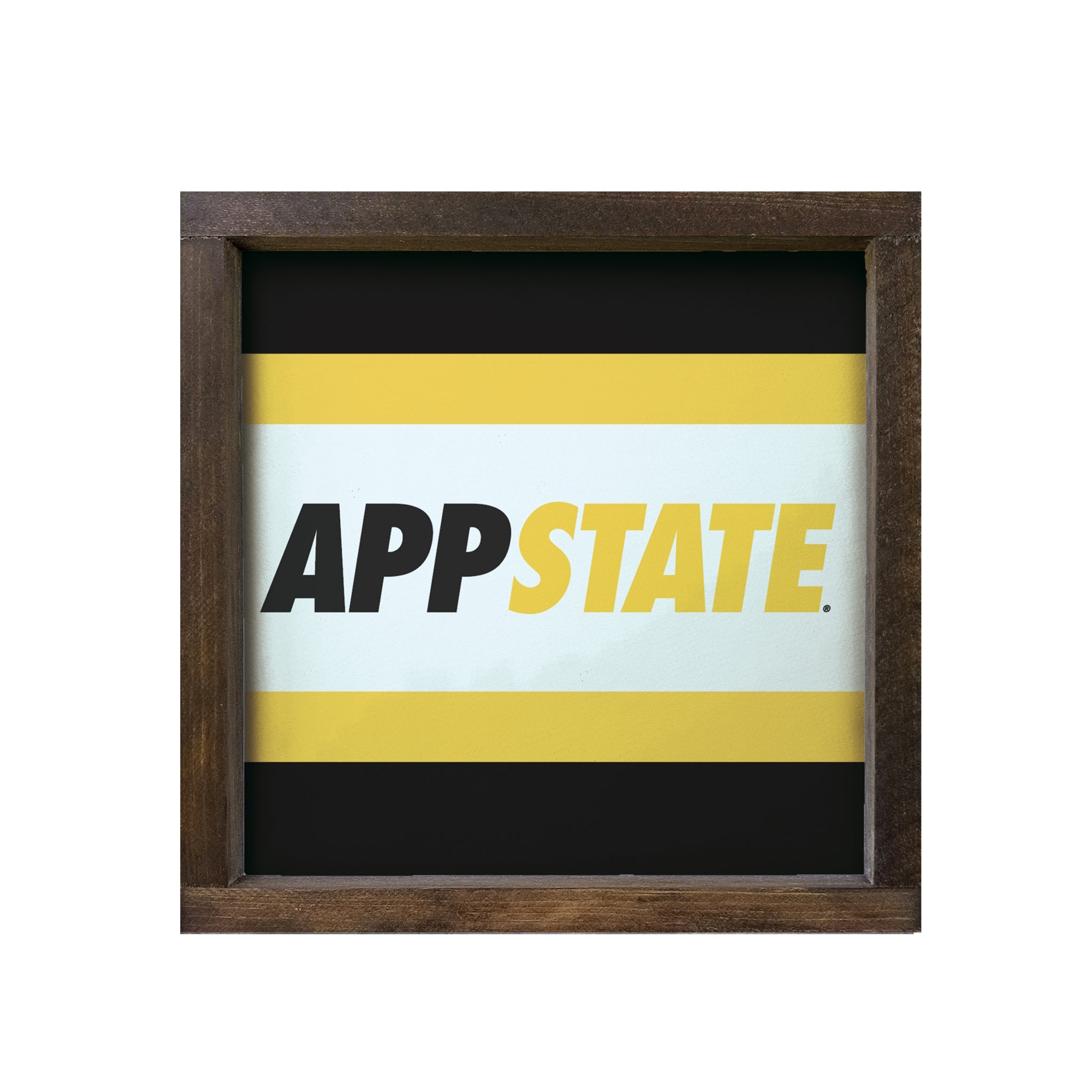 APP STATE 12x12 Wood Framed Sign - Stripes | Appalachian State Gifts