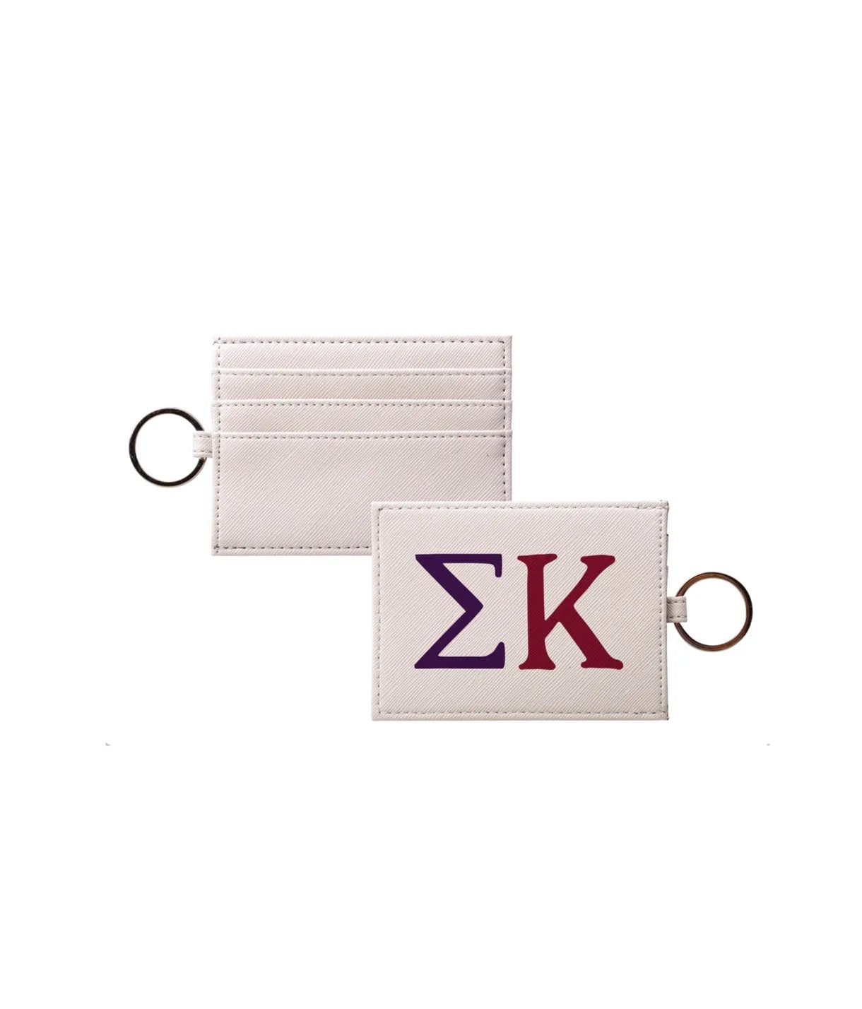 Sigma Kappa Vegan Saffiano Leather Keychain Card Holder - Greek Letters Travel Wallet