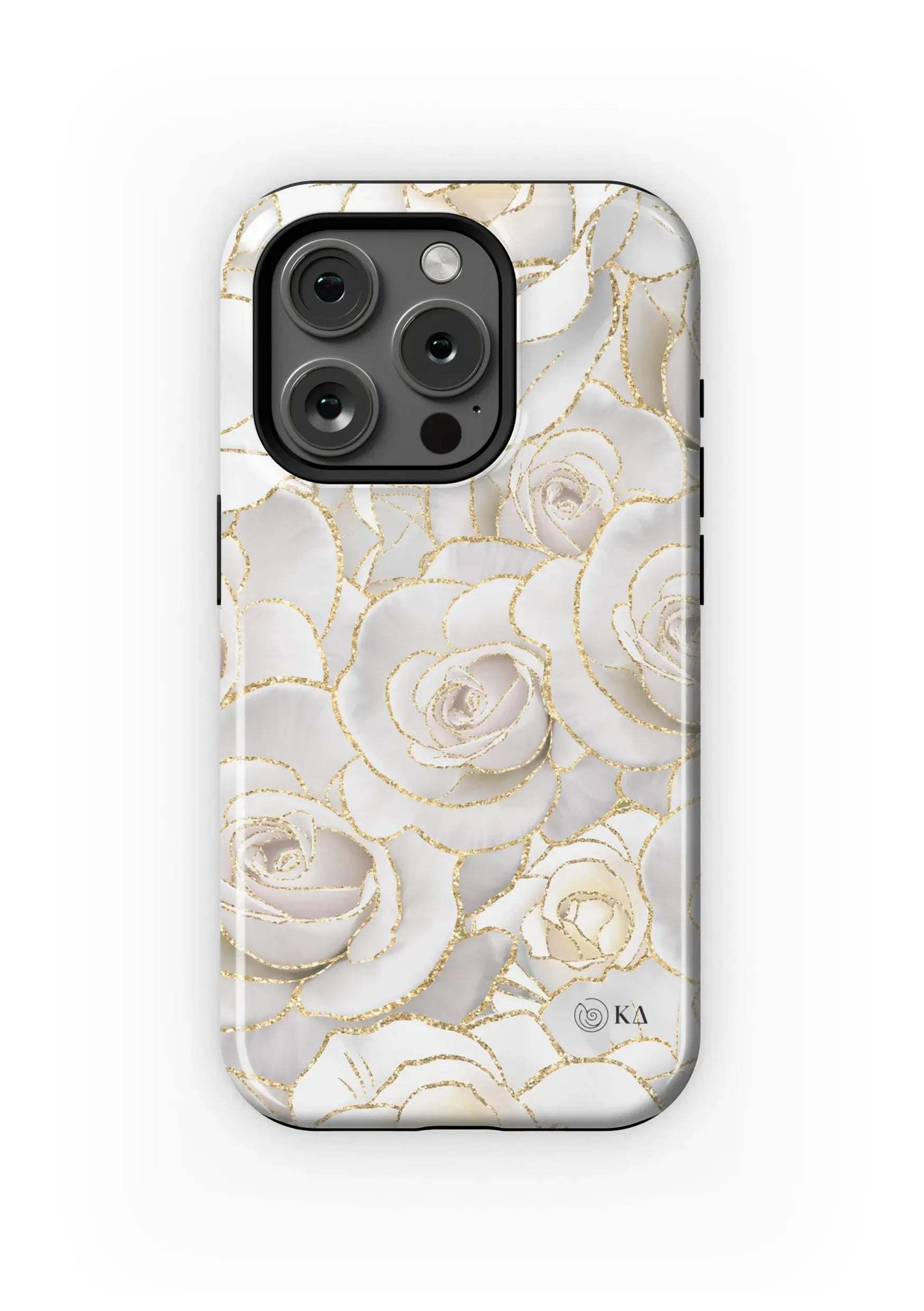 Kappa Delta iPhone 16, 15, 14 Mobile Phone Case - White Roses Gloss Mobile Phone Cases