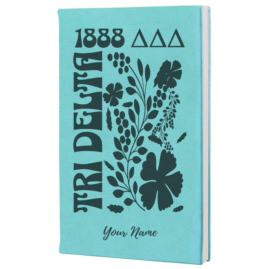 Tri Delta Personalized Leatherette Notebook - Retro Floral
