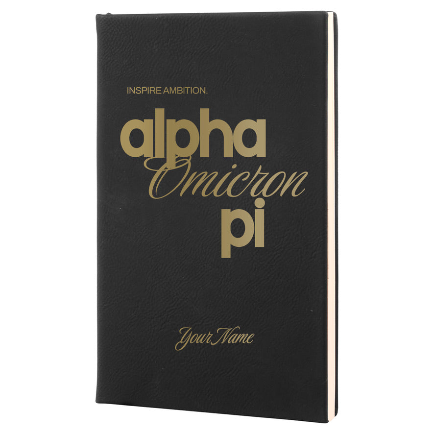 Alpha Omicron Pi Personalized Leatherette Notebook - AOII