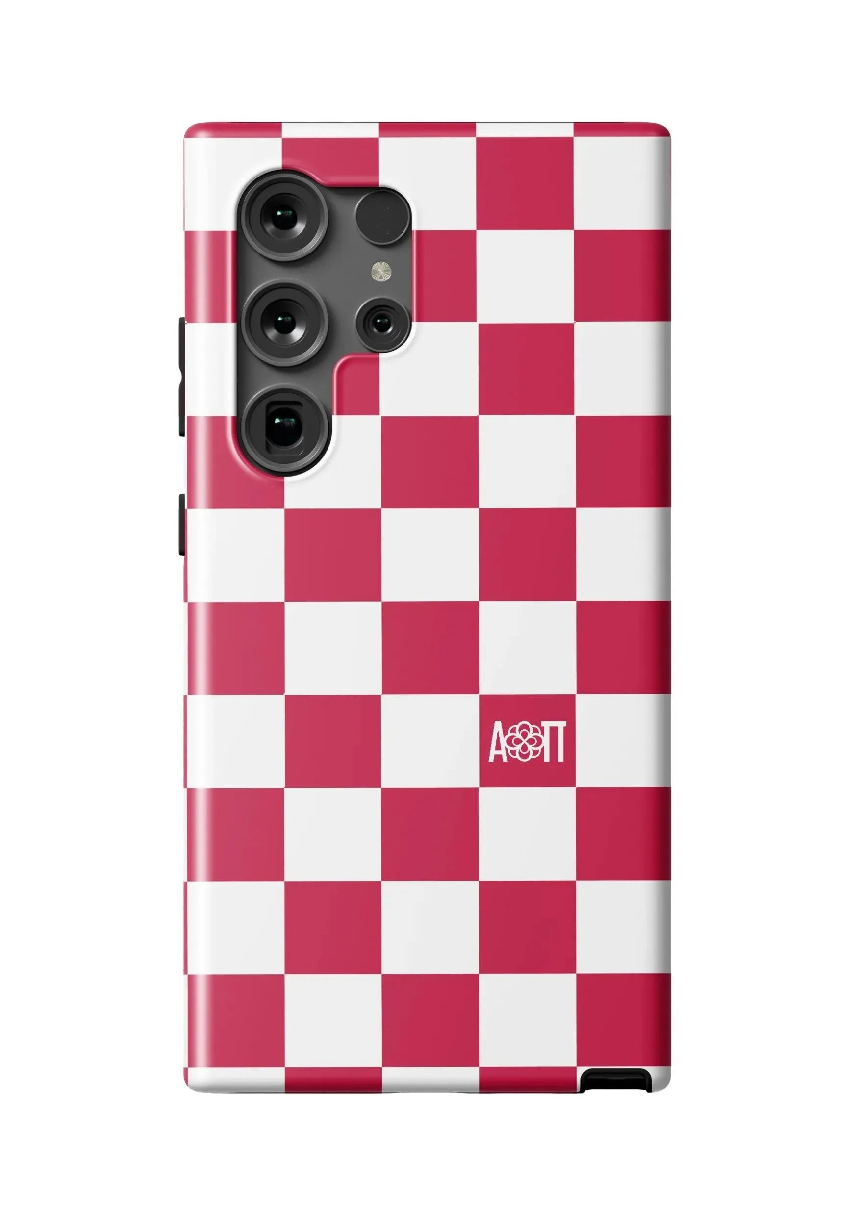 Alpha Omicron Pi Samsung Galaxy 24, 23 Mobile Phone Case - Red Check Matte Mobile Phone Cases