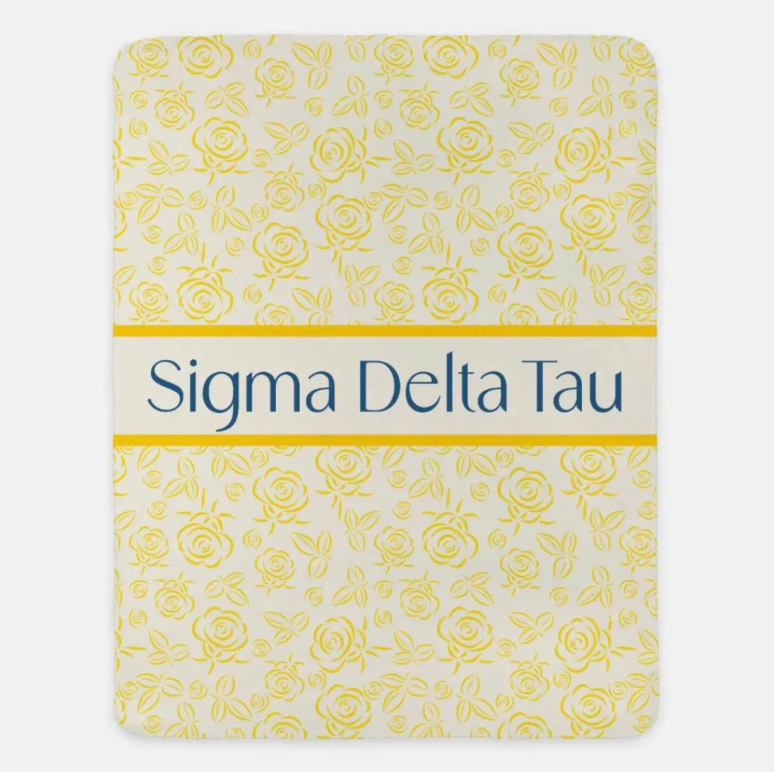 Sigma Delta Tau XL 60x80 Sherpa Throw Blanket - Rose Pattern Throw Blankets