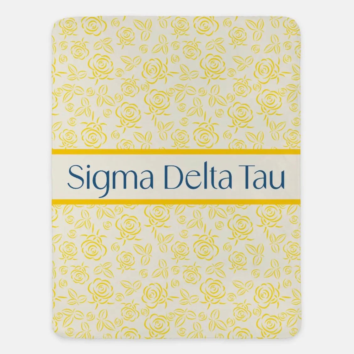 Sigma Delta Tau Blanket XL 60x80 Rose Pattern | Official Sig Delt Gifts | Festive Fit Home