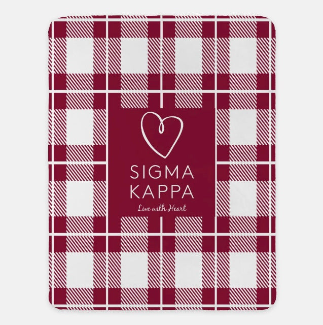 Sigma Kappa XL 60x80 Plaid Sherpa Blanket | Official Sig Kap Merch | Gifts