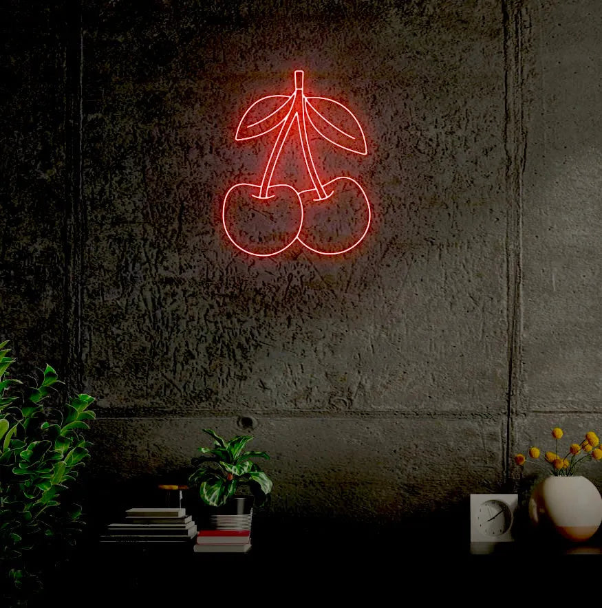 Cherries LED Neon Sign w/ Dimmer Neon Signs