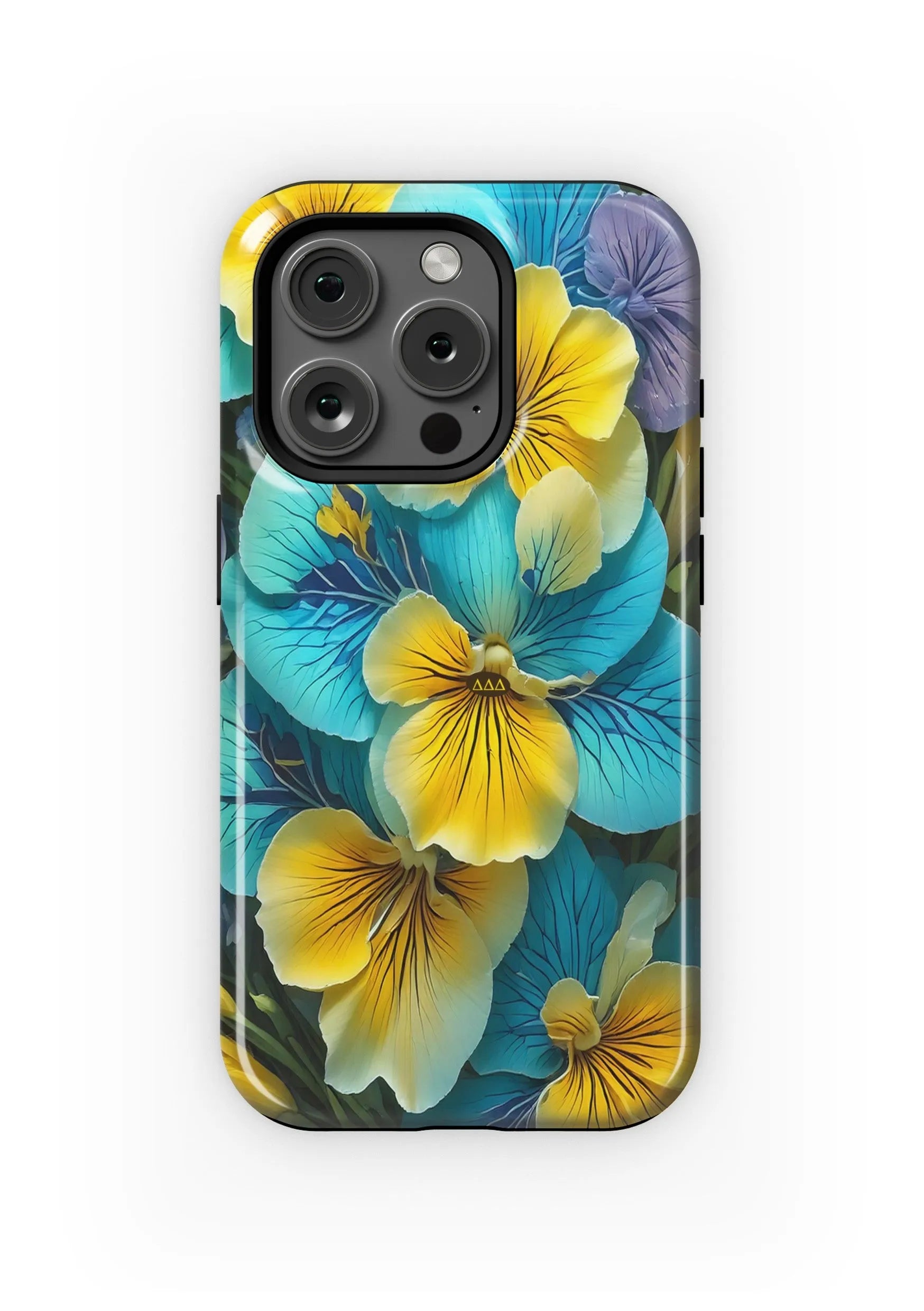 Tri Delta iPhone 16, 15, 14 Mobile Phone Case - Pansies Gloss Mobile Phone Cases