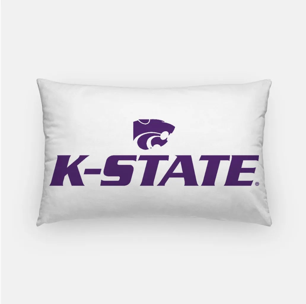 K-STATE Lumbar Pillow Cover White Purple Pillow Covers