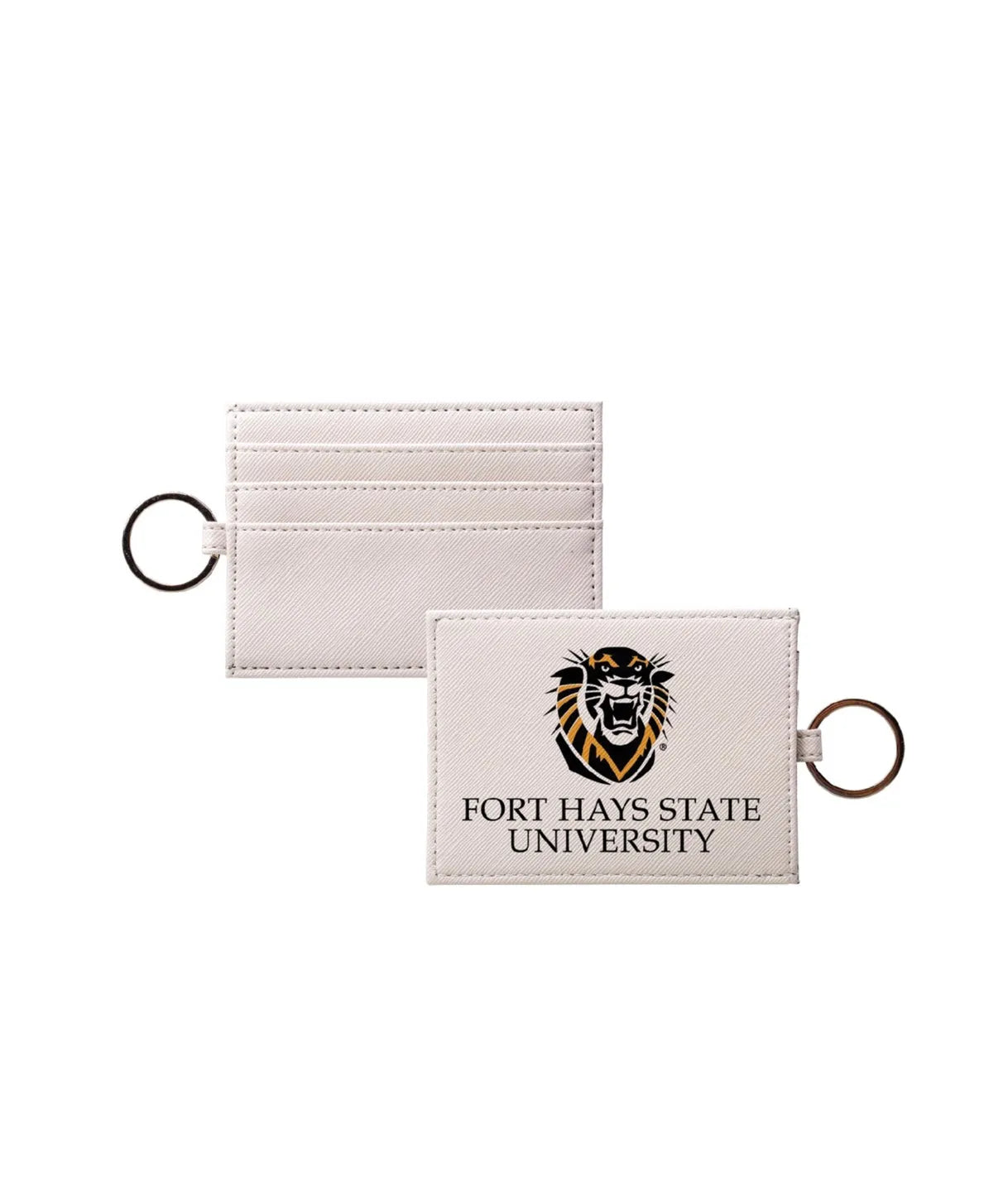 Fort Hays State University Vegan Saffiano Leather Keychain Card Holder Full Color Travel Wallet