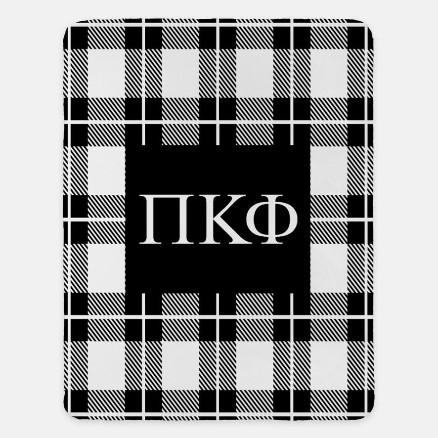 Pi Kappa Phi XL 60x80 Sherpa Throw Blanket - Plaid | Official Merch