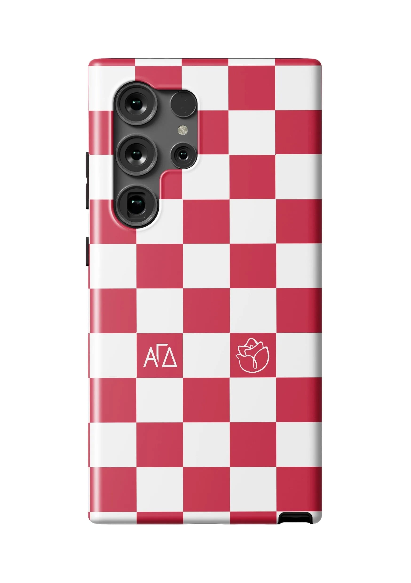 Alpha Gam Samsung Galaxy 24, 23 Mobile Phone Case - Red Check Matte Mobile Phone Cases