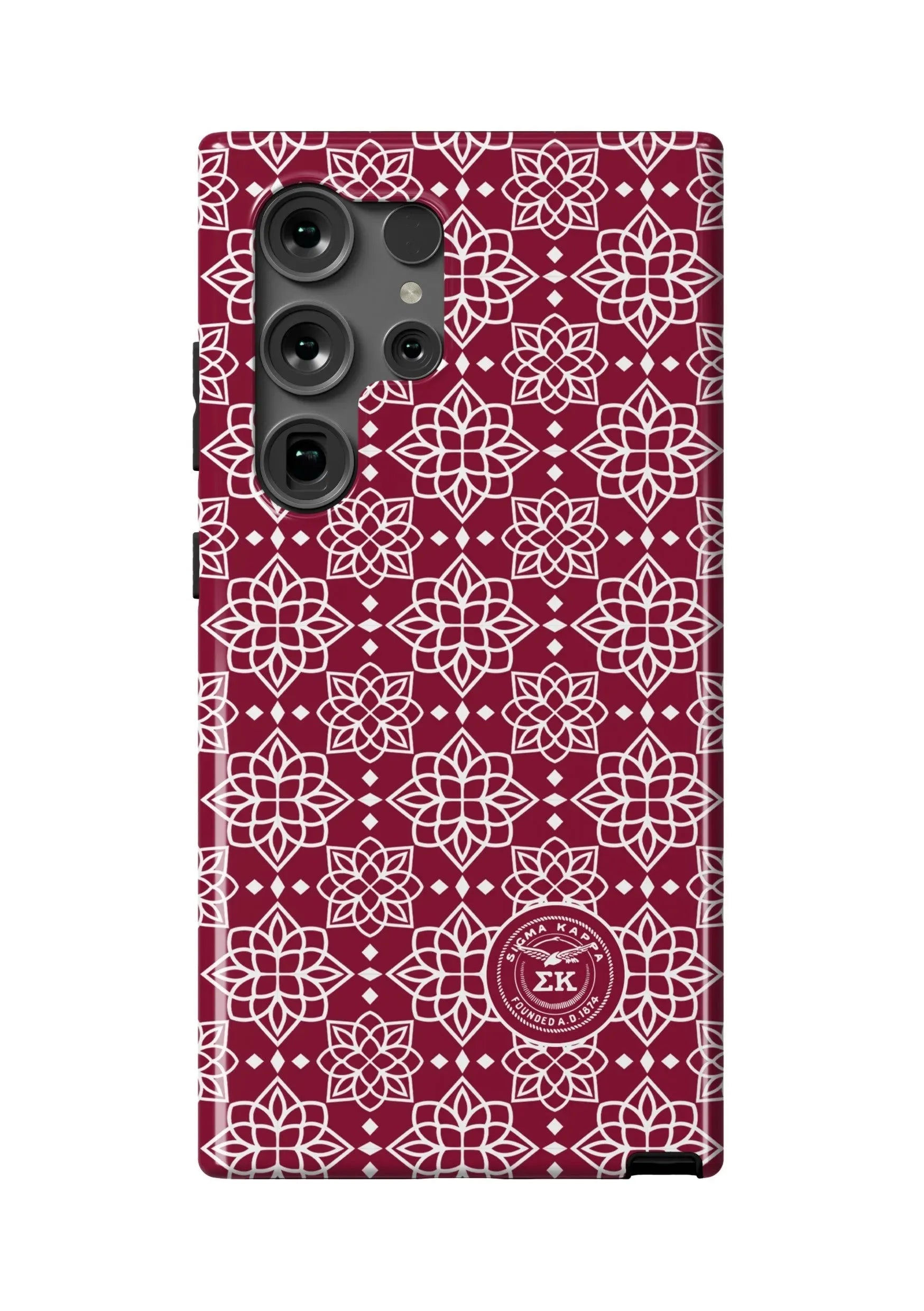 Sigma Kappa Samsung Galaxy 24, 23 Mobile Phone Case -Maroon Ornate Gloss Mobile Phone Cases
