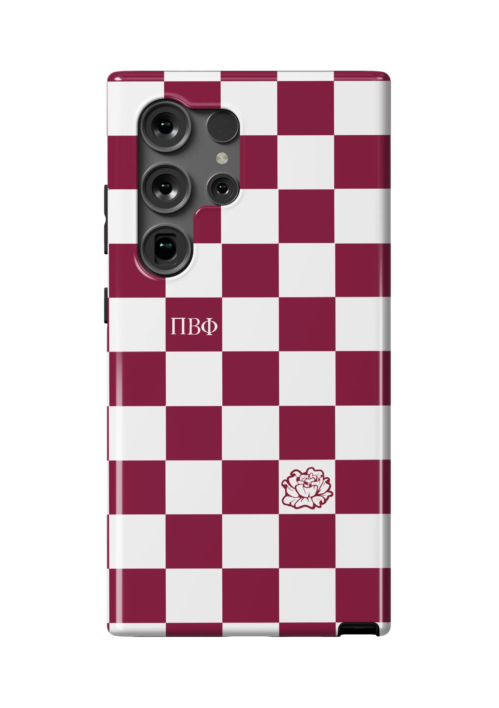 Pi Beta Phi Samsung Galaxy 24, 23 Mobile Phone Case - Wine Check Gloss Mobile Phone Cases