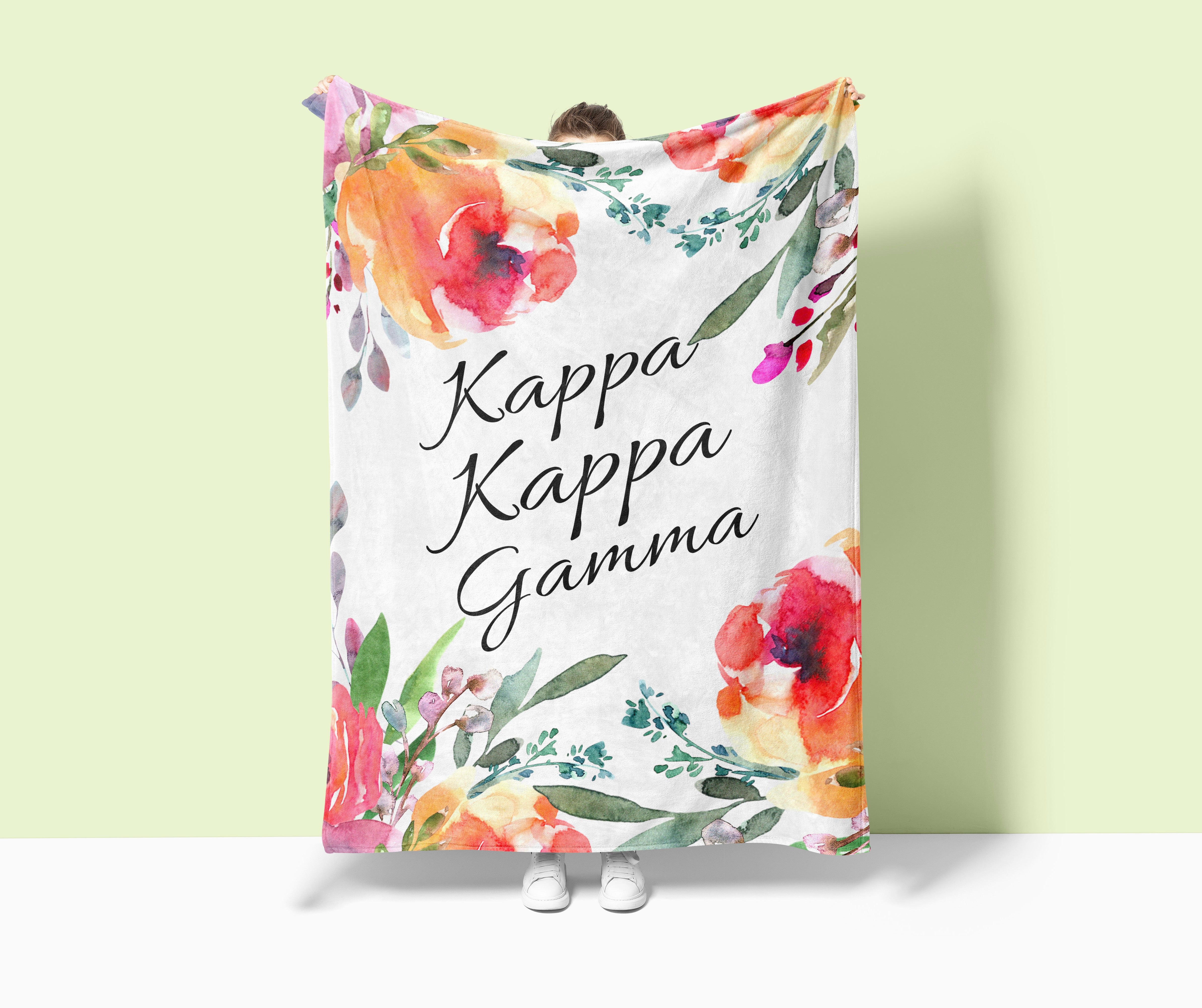 Kappa Kappa Gamma Sherpa Blanket XL 60x80 Floral | KKG Gifts & Decor