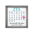 Zeta Tau Alpha Personalized Big Little Calendar Framed Sign - 12x12