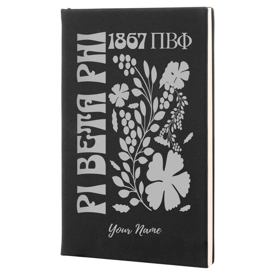 Pi Beta Phi Personalized Leatherette Notebook - Retro Floral | Pi Phi