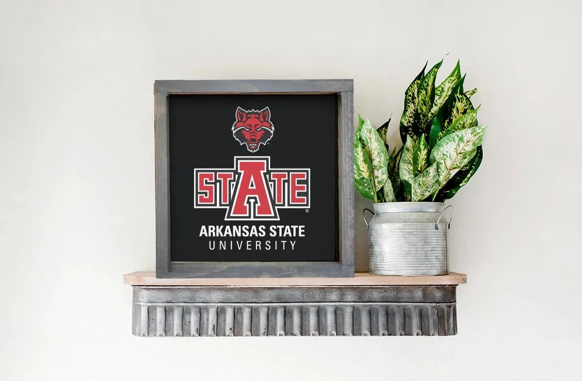Arkansas "STATE" University 12x12 Black Wood Framed Sign Wall Art & Signs